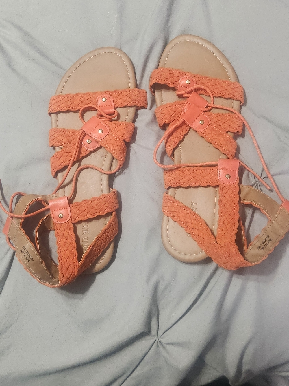 Old Navy Orange Braided Lace-Up Gladiator Sandals